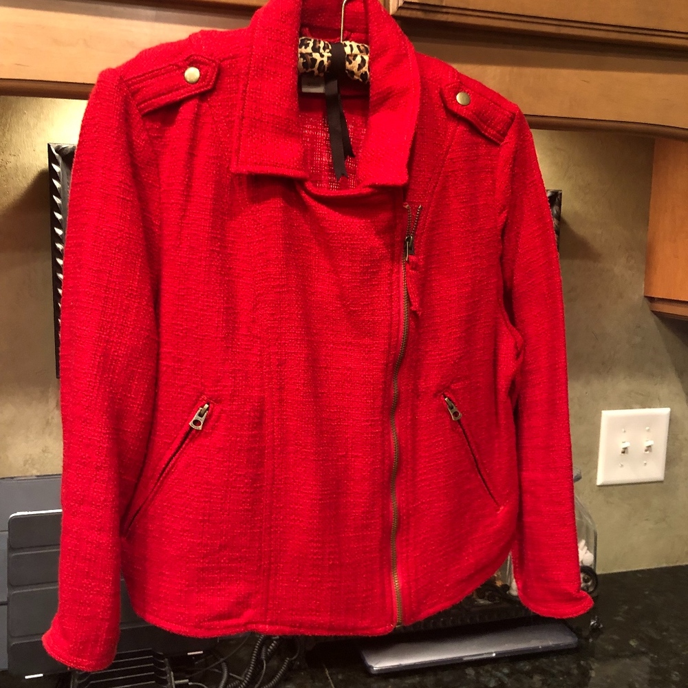 LUCKY BRAND RED MOTORCYCLE JACKET XL